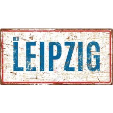 Leipzig Yazılı Retro Tasarım Alüminyum Tabela – Uv Baskılı Dekoratif Metal Levha