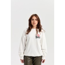 Roun Baskılı Ekru Oversize Sweatshirt