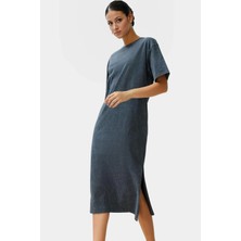 Pamuklu Örme Midi T Shirt Elbise Rahat Şık ve Günlük Özel Tasarım Konforlu Kesim Yüksek Kalite