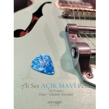 Arpeggio Arte 7’li Açık Mavi Gitar ve Ukulele Pena Seti + Pena Taşıma Kutusu Hediye | Selüloid Pena (0,71MM)