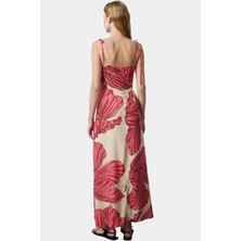 Sürdürülebilir Viskoz Kumaştan Şık Leopar Desenli A Line Maxi Elbise Görünüm Zarifane Tasarım