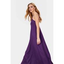 Yazlık Örme Maxi Elbise A Line Çok Çiçek Baskı Rahat ve Şık Modern Stil