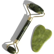 Ikili Doğal Yeşim Taş Masaj ve Gua Sha Yüz Bakım Seti