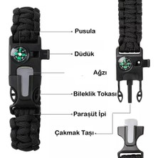 Paracord Outdoor Acil Durum Hayatta Kalma Bilekliği 5 In 1 Survival Bileklik