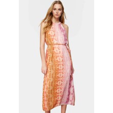 Maxi Boy Halter Yaka Şifon Elbise Düz Kesim Reglan Kol Yazlık Seçkin Malzeme Uzun Ömürlü