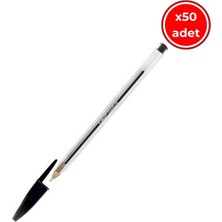 Bıc Cristal Medium Tükenmez Kalem, 50 Adet, 3 Km Yazma, Siyah, 1.0 mm