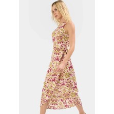 Yazlık A Kesim Midi Elbise  Viskoz Şal Desenli Rahat Modern Stil Trend Tasarım