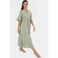 Yazlık Midi Elbise Pamuk Müslin Dokuma Geniş Kesim Yüksek Kalite Kaliteli Işçilik