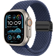 Apple Watch 7 / 8 / 9 45MM Için Ipeksi Dokunuş Saat Kordonu Hasır Örgülü Şık ve Sportif Kordon