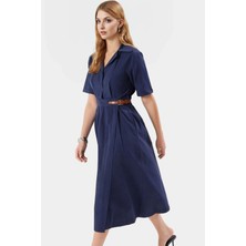 Kemerli Poplin Midi Elbise Şık ve Rahat Yazlık Tasarım Dayanıklı Malzeme