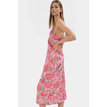 A Line Kolsuz Şifon Maxi Elbise Çiçek Desenli Polyester Yazlık Seçkin Malzeme Yüksek Kalite