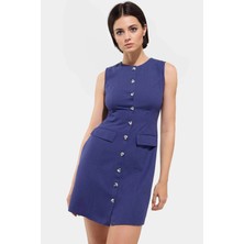 Nefes Alan Pamuklu Keten Mini Gömlek Elbise Kolsuz Dokuma Kumaş Kaliteli Işçilik