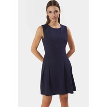 Dokuma Polyester Mini Elbise A Line Kesim Bisiklet Yaka 88 cm Boy Rahat ve Şık Yüksek Kalite