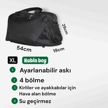 Unisex Siyah Spor ve Seyahatler Için Uygun Kabin Boy Çanta