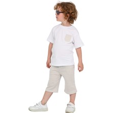 Erkek Çocuk Basic T-Shirt Şort Çizgili Kaprili Yazlık 2'li Takım