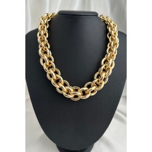 Iç Içe Geçme Halkalar Tasarım Zincir Kolye (40CM)