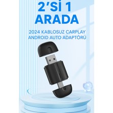 Araç Içi 2in1 Android ve Apple Cihazlar Için Kablosuz Android Auto ve Carplay Adaptörü