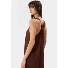 Cool & Comfort Maxi Elbise Polyester Dokuma V Yaka Düz Kesim Yazlık Uzun Ömürlü