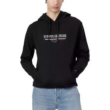 Erkek Kapüşonlu Baskı Logolu Sweatshirt - Siyah
