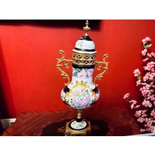 Limoges El Boyama 44 cm Boyunda Pirinç ve Porselen Vazo