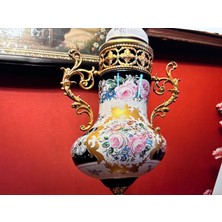 Limoges El Boyama 44 cm Boyunda Pirinç ve Porselen Vazo