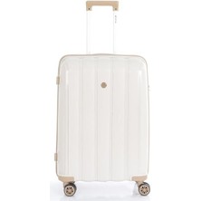 Mçs V305 Ultra Hafif Plastik Materyal Polipropilen Orta Boy Valiz - Kemik Şampanya