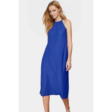 Şık Piliseli Midi Elbise Rahat Kalıp Örme Kumaş Yazlık Günlük Premium Kalite Dayanıklı Malzeme