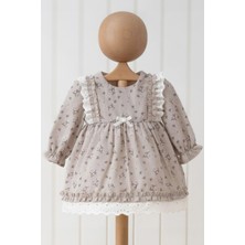 Kız Bebek Elbise Kız Çocuk Elbise Doğum Günü Parti Düğün Keten Uzun Kollu Astarlı Elbise