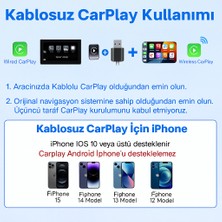 Araç Içi 2in1 Android ve Apple Cihazlar Için Kablosuz Android Auto ve Carplay Adaptörü