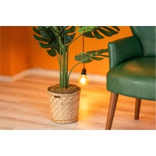 Atandu Home El Yapımı Doğal Hasır Saksılık & Organizer Sepet | 24X24 cm | Dekoratif Saksı Kılıfı | Bohem Rustik Hasır Sepet | El Örgüsü Ev Düzenleyici