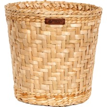Atandu Home El Yapımı Doğal Hasır Saksılık & Organizer Sepet | 24X24 cm | Dekoratif Saksı Kılıfı | Bohem Rustik Hasır Sepet | El Örgüsü Ev Düzenleyici