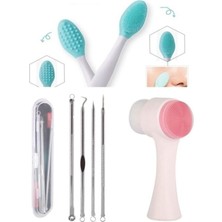 Çift Taraflı Yüz Temizleme ve Peeling Fırçası Seti, 4 Parça