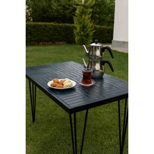 Ahşap Siyah Renk Ofis Balkon  Bahçe Masası Çay Kahve Mutfak Yemek Masası 120 x 60 cm , Yükseklik 73 cm