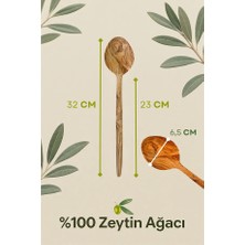 1 Adet %100 Doğal Zeytin Ağacı Kaşık – 32 cm El Yapımı, Pilav ve Sos Için Uygun, Çizme Yapmaz