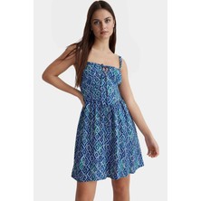 Şık Geometrik Desenli Viskoz Mini Elbise Rahat Yazlık Günlük Tarz Kullanım Konforlu Kesim