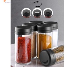 Evimol 6'lı Set  ( Cam & 225ML ) Baharatlık & Tuzluk ( Plastik Kapak ) Cam Gövde