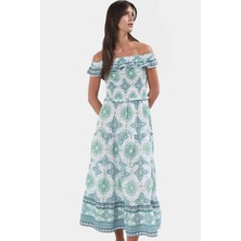 Maxi Çiçekli Desenli Yazlık Pamuklu Elbise Rahat A Kesim Günlük Stil Uzun Ömürlü Premium Kalite