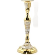 Tekli Pirinç Sedefli Şamdan Model 1