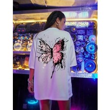 Tiana Unisex Baskılı Oversize T-Shirt - Beyaz
