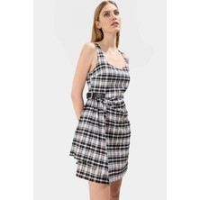 Yazlık A Kesim Ekose Mini Elbise Pamuklu Kumaş Günlük Şıklık Modern Stil Uzun Ömürlü Rahat ve Şık