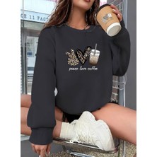 Tiana Kadın Uzun Kollu Bisiklet Yaka Kalp Desenli Viskon Iki Iplik Bluz