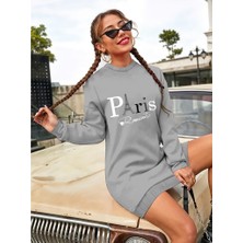 Tiana Kadın Uzun Kollu Bisiklet Yaka Yazılı Kısa Viskon Iki Iplik Elbise