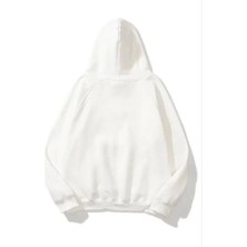 Tiana 3 Iplik Pamuklu Unisex Kapşonlu Sweetshirt - Beyaz