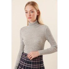 Tiana 10311 Balıkçı Yaka Triko Kazak - Gri