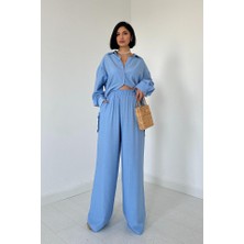 Tiana Mavi Alice Gömlek ve Bol Kesim Pantolon Takım