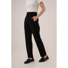 Tiana Çift Pens Detaylı Siyah Pantolon