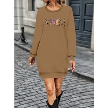 Tiana Kadın Uzun Kollu Bisiklet Yaka Viskon Iki Iplik Elbise