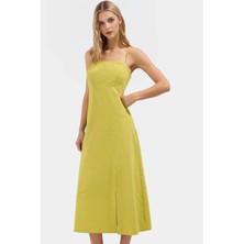 Maxi A Line Kolsuz Keten Karışımlı Elbise Yazlık Günlük Tarz Zarifane Tasarım Özel