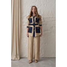 Tiana Sarı Garnili Cepli Gömlek ve Pantolon Takım