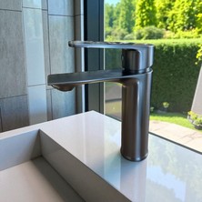 Antrasit Lavabo Bataryası Mat Paslanmaz Lavabo Armatür